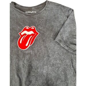 Rolling Stones‎ T-Shirt Mens Large Graphic Band Tee Rock N Roll Black Acid Wash